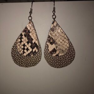 Snakeskin Faux Leather Earrings